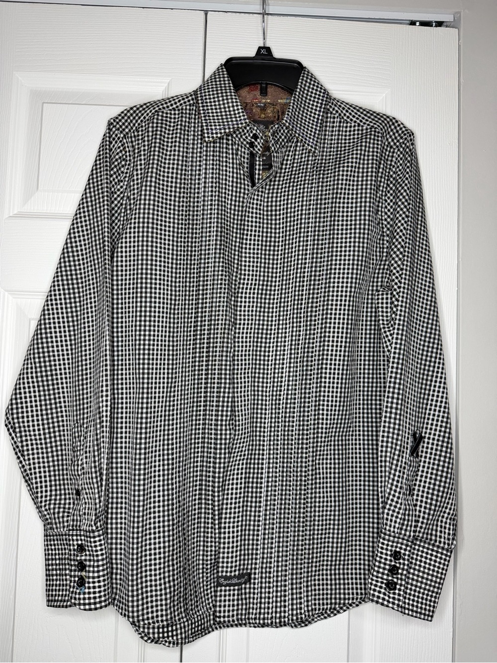 English Laundry Black and White Checked Casual Button-Down Shirt